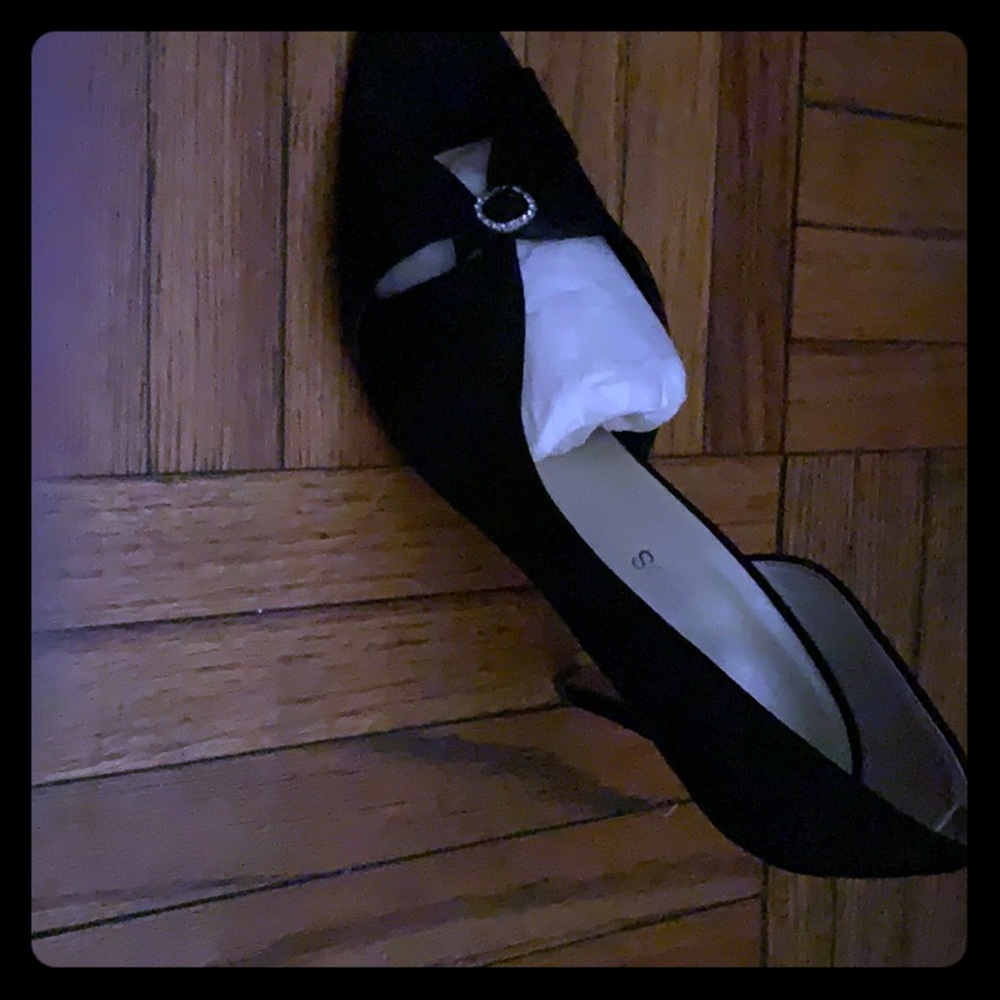 Black satin shoes